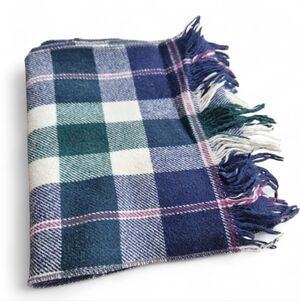 Men's Vintage Plaid Wool Scarf Long 56 Inches